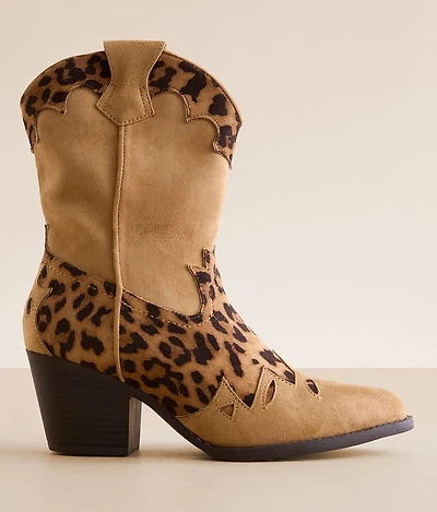 Sonni Leopard Western Ankle Boot