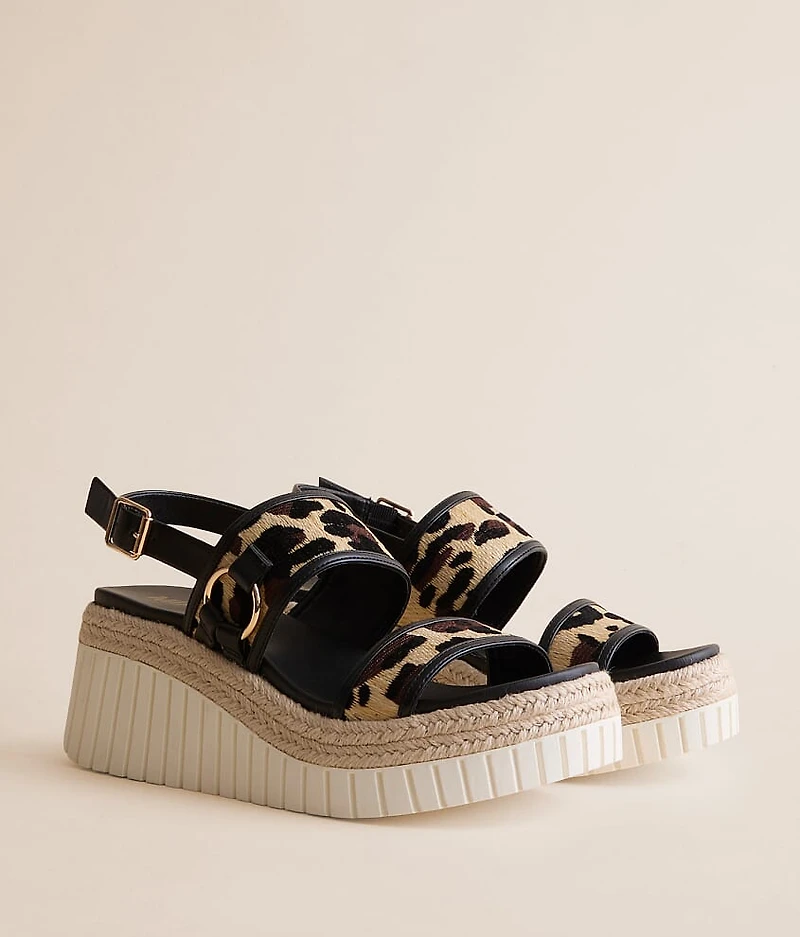 Alyshiaa Leopard Raffia Wedge Sandal