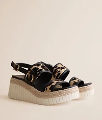 Alyshiaa Leopard Raffia Wedge Sandal