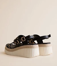 Alyshiaa Leopard Raffia Wedge Sandal