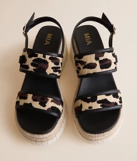 Alyshiaa Leopard Raffia Wedge Sandal