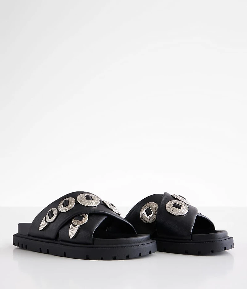Embossed Metal Western Sandal