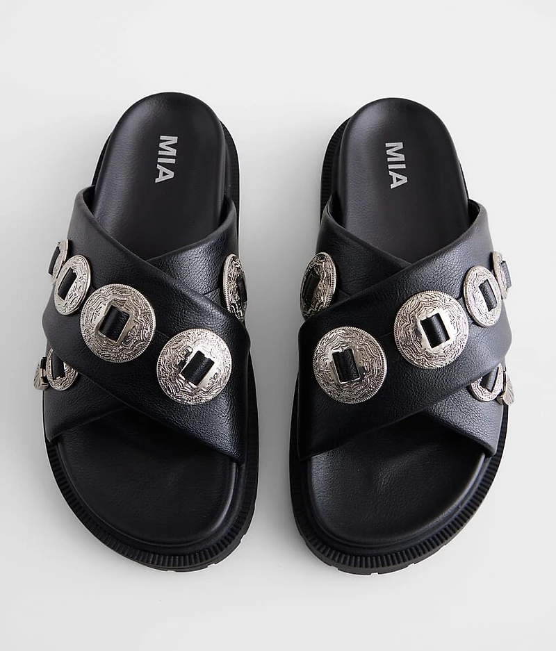 Embossed Metal Western Sandal