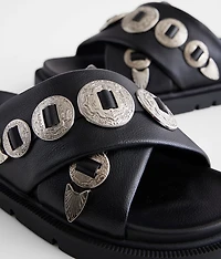 Embossed Metal Western Sandal