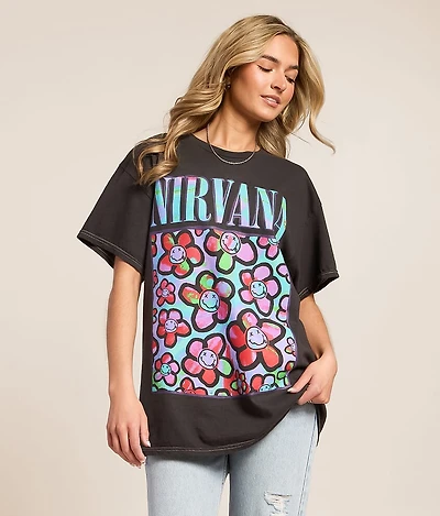 Nirvana Floral Oversized Band T-Shirt