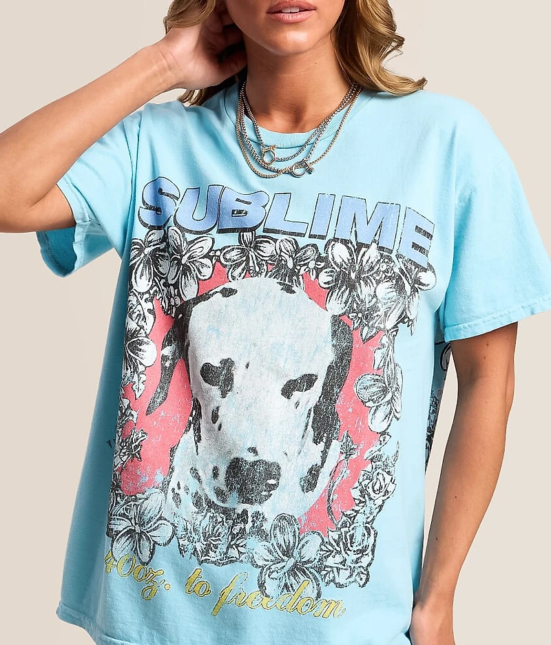 Sublime Floral Dog Oversized Band T-Shirt