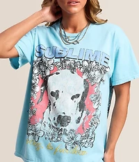 Sublime Floral Dog Oversized Band T-Shirt