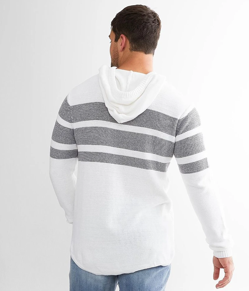 Crossover Stripe Hooded Sweater