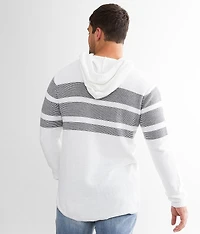 Crossover Stripe Hooded Sweater