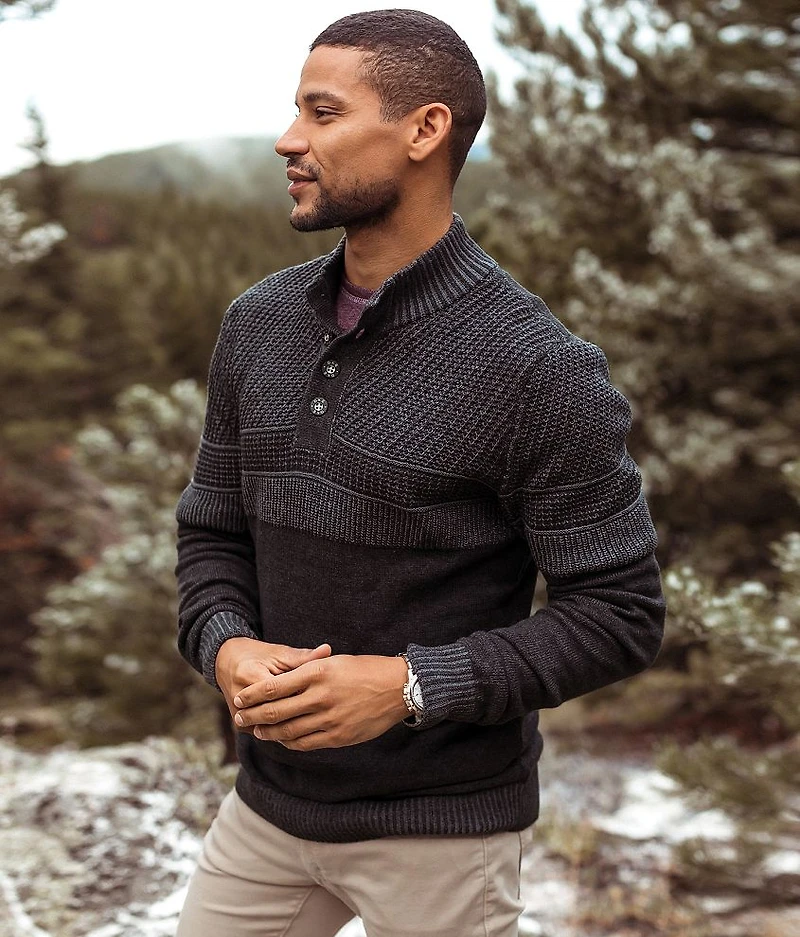 Textured Henley Sweater