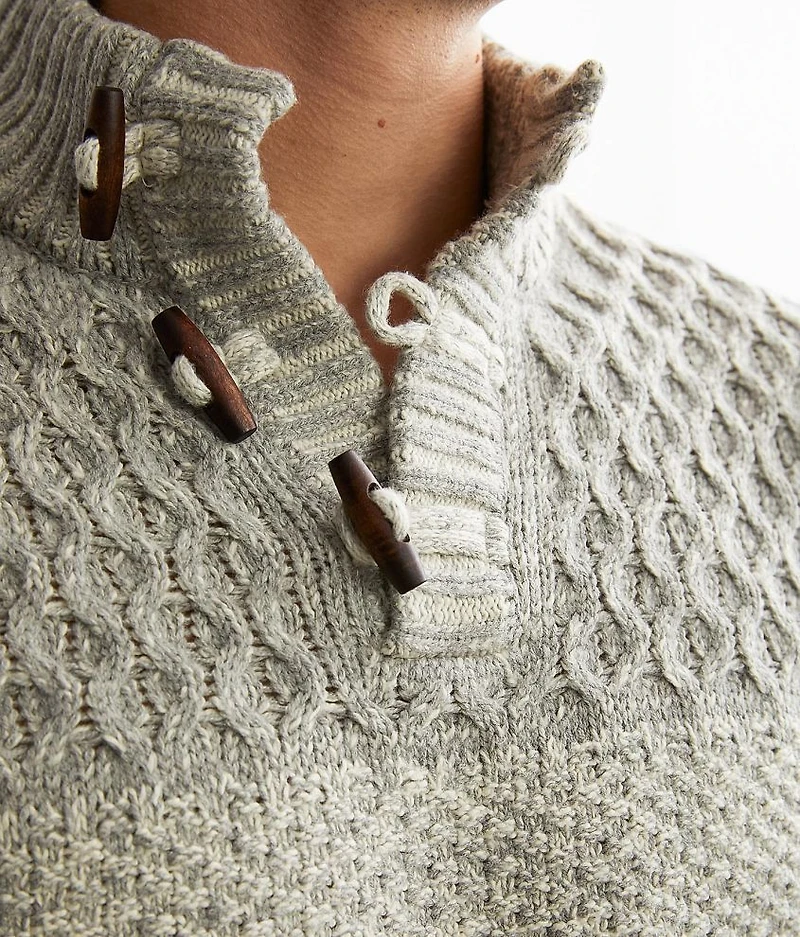 Mixed Yarn Toggle Sweater