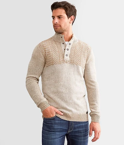 Mixed Yarn Henley Sweater