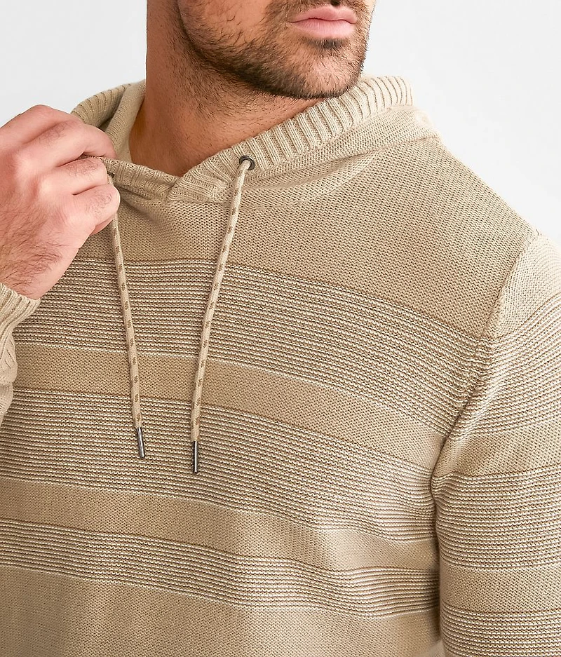 Striped Crossover Hooded Sweater