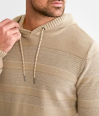 Striped Crossover Hooded Sweater