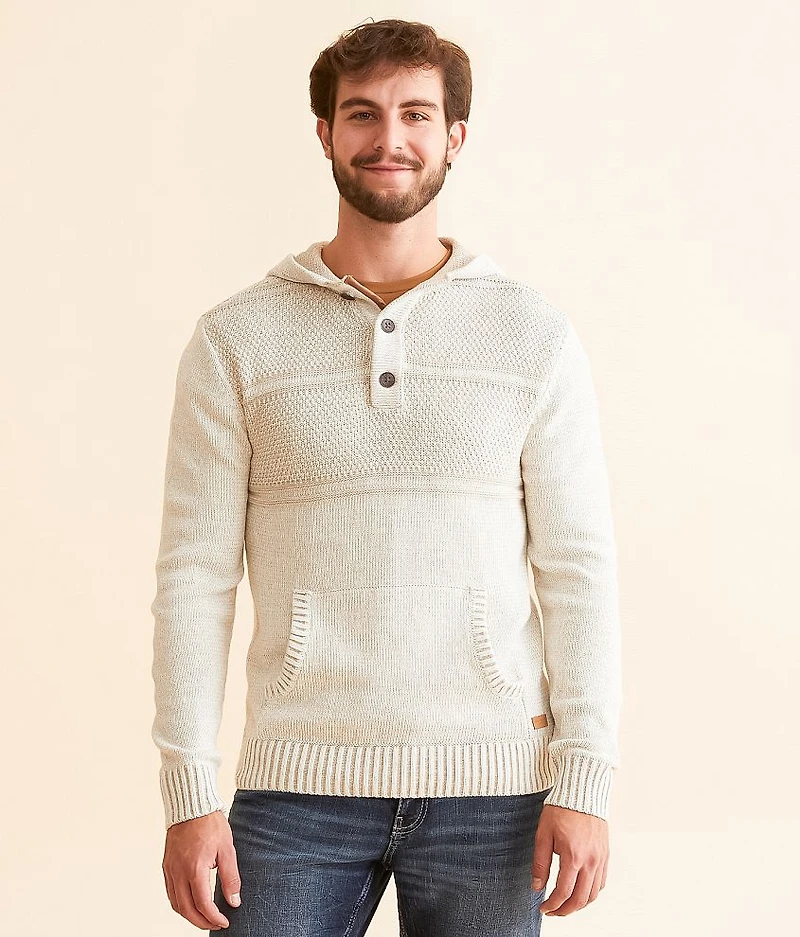Plated Henley Hooded Sweater