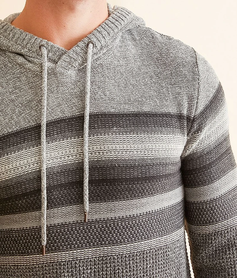Striped Crossover Hooded Sweater