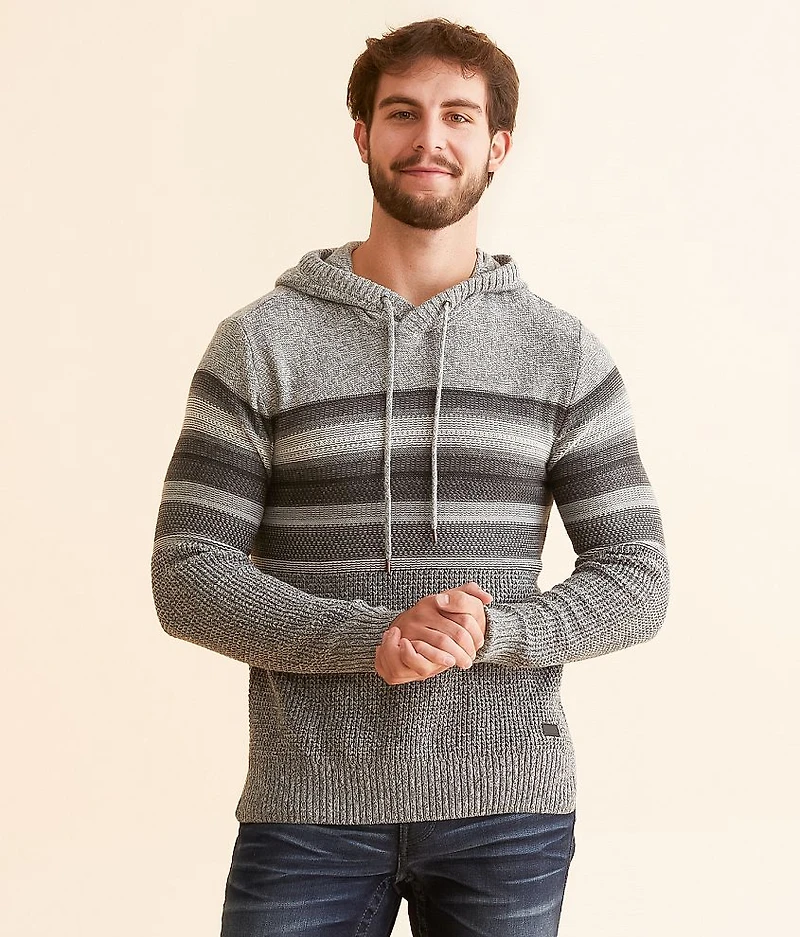 Striped Crossover Hooded Sweater