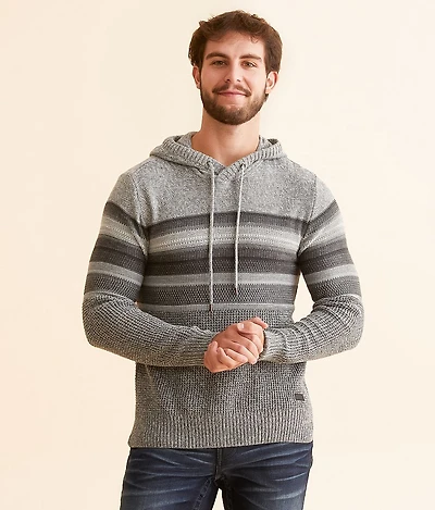 Striped Crossover Hooded Sweater