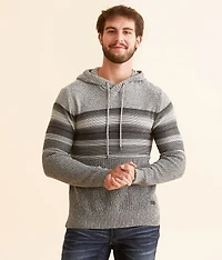 Striped Crossover Hooded Sweater