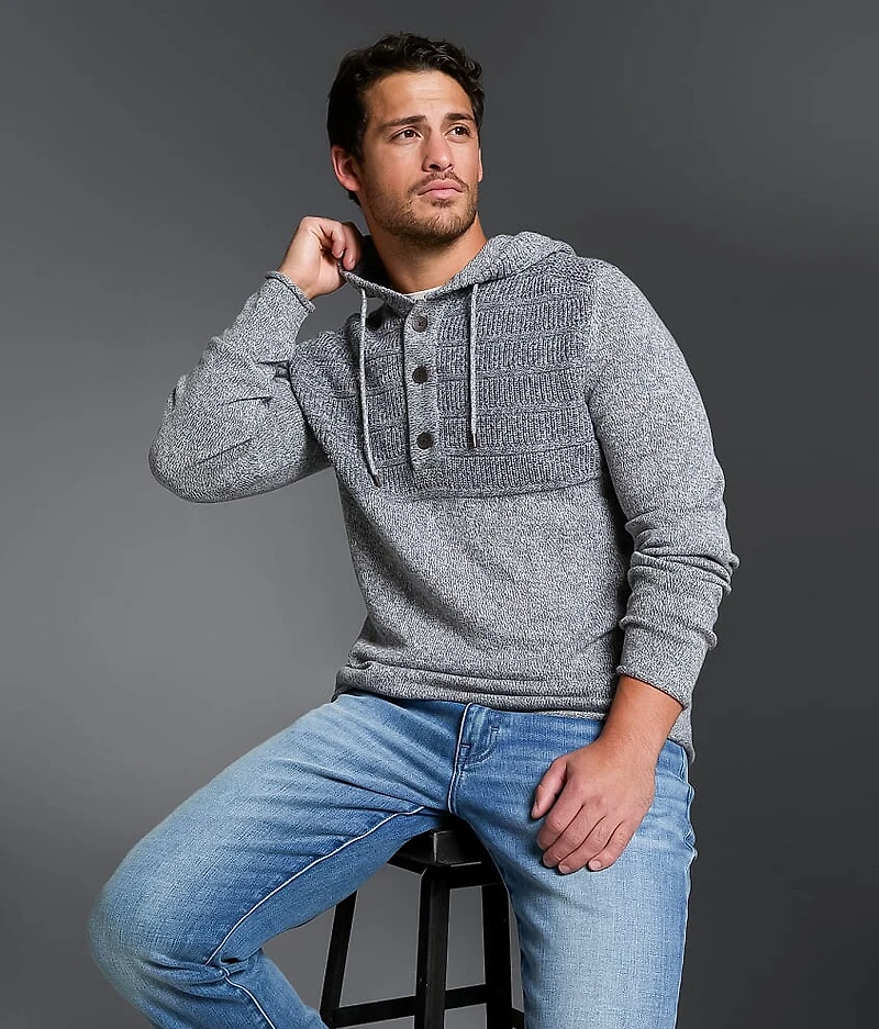 Marled Henley Hooded Sweater