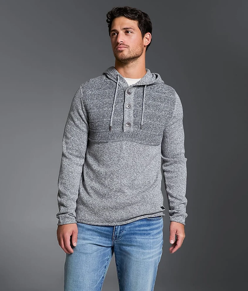 Marled Henley Hooded Sweater