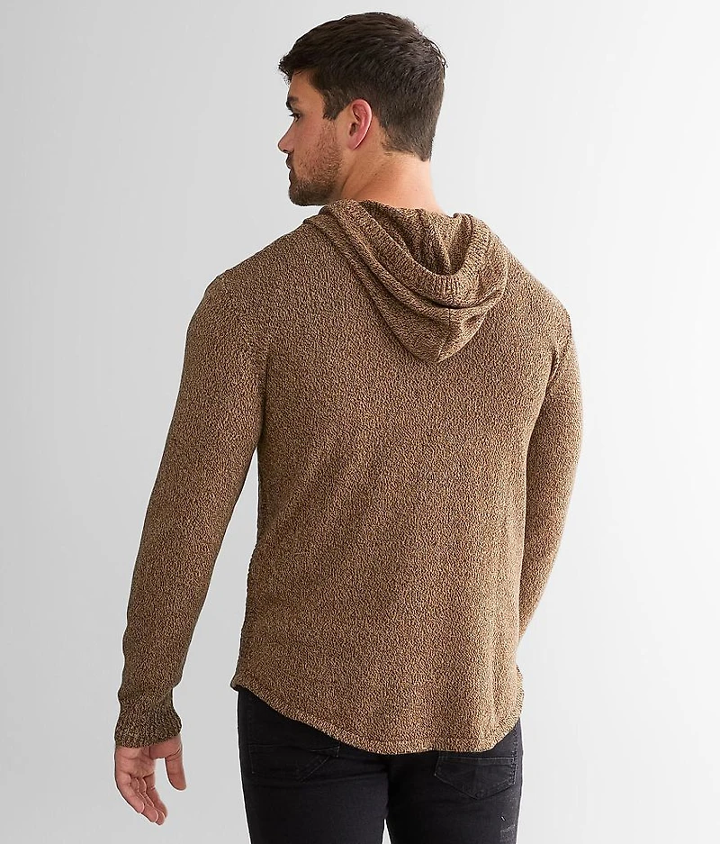 Ribbed Henley Hooded Sweater