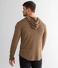 Ribbed Henley Hooded Sweater