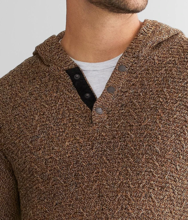 Ribbed Henley Hooded Sweater