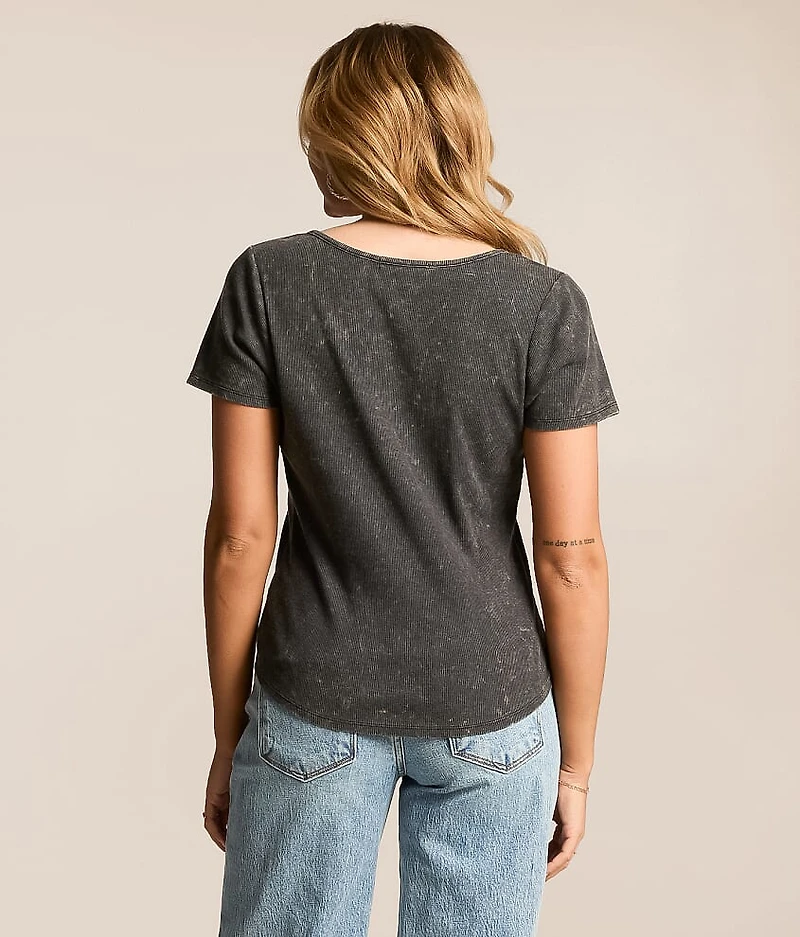 Washed Notch Neck Top