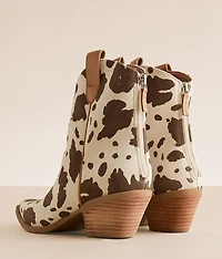 Rose Cow Print Western Ankle Boot