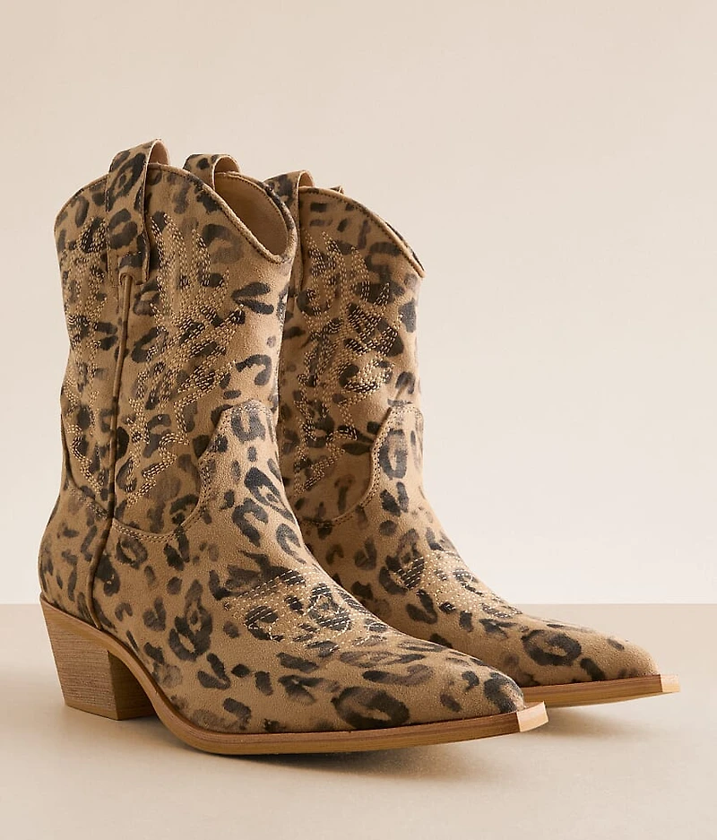 Claire Leopard Print Western Ankle Boot