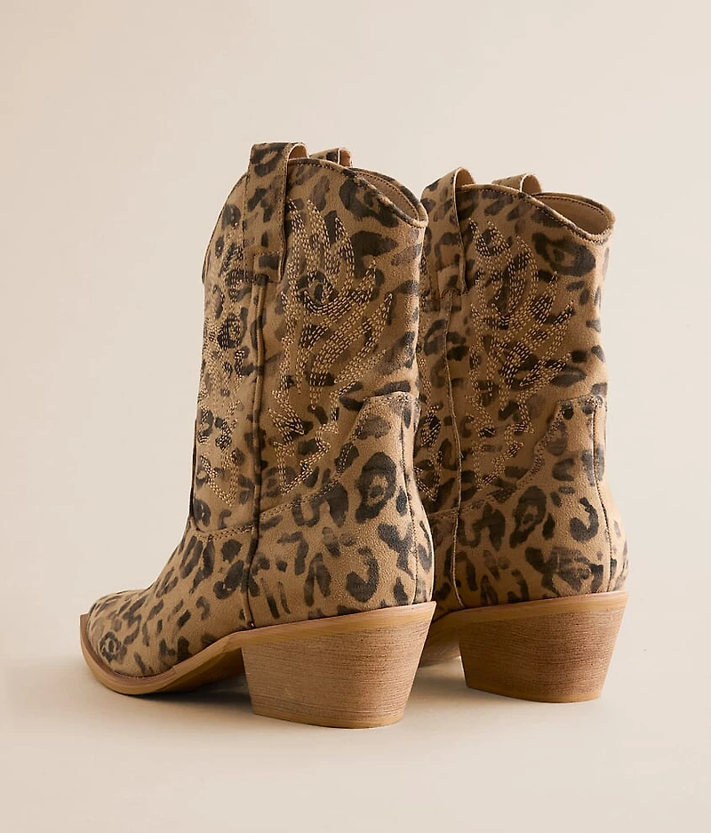 Claire Leopard Print Western Ankle Boot
