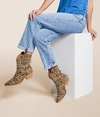 Claire Leopard Print Western Ankle Boot