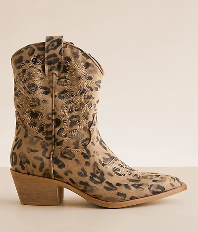Mi.i M Claire Leopard Print Western Ankle Boot