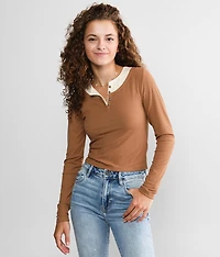 Two Tone Cropped Henley