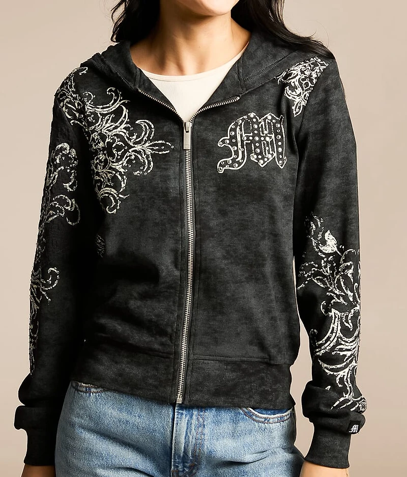 Rhinestone Washed Hoodie