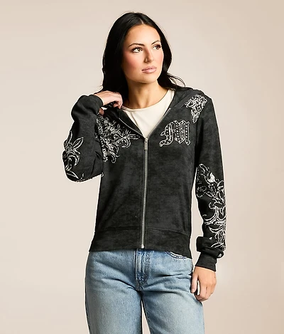 Rhinestone Washed Hoodie