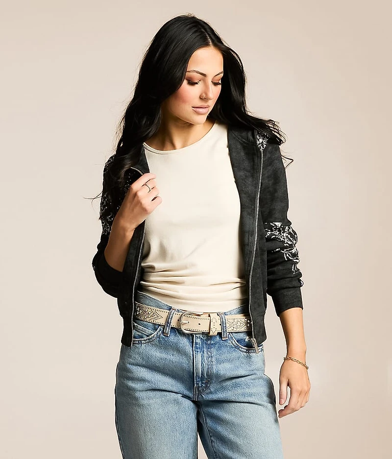 Rhinestone Washed Hoodie
