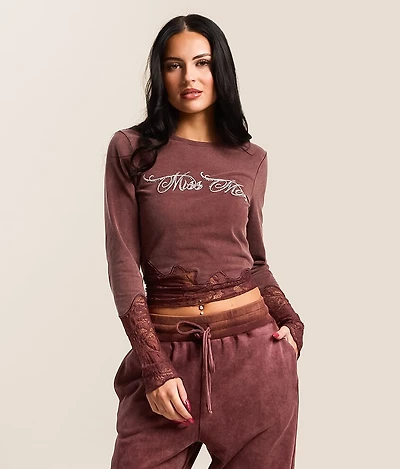 Rhinestone Lace Trim Top