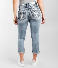 Curvy Mid-Rise Cuffed Stretch Capri Jean