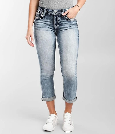 Curvy Mid-Rise Cuffed Stretch Capri Jean