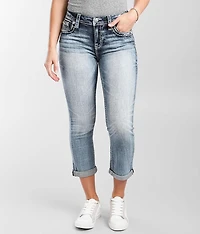 Curvy Mid-Rise Cuffed Stretch Capri Jean