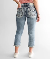 Curvy Mid-Rise Cuffed Stretch Capri Jean