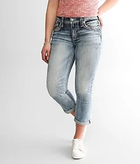 Curvy Mid-Rise Cuffed Stretch Capri Jean