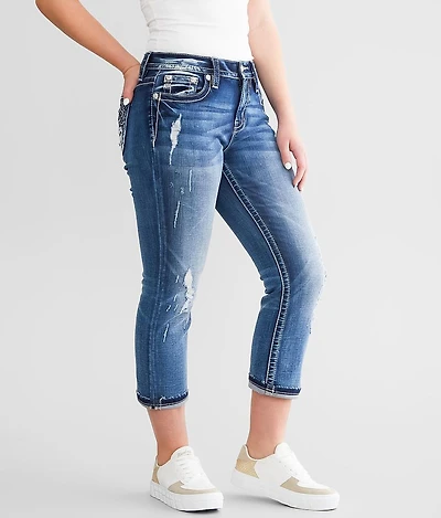Curvy Mid-Rise Cuffed Stretch Capri Jean