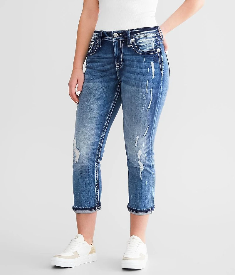 Curvy Mid-Rise Cuffed Stretch Capri Jean