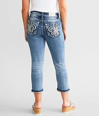 Curvy Mid-Rise Cuffed Stretch Capri Jean