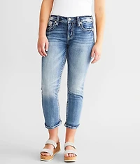 Curvy Mid-Rise Cuffed Stretch Capri Jean