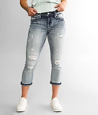 Curvy Mid-Rise Cuffed Stretch Capri Jean