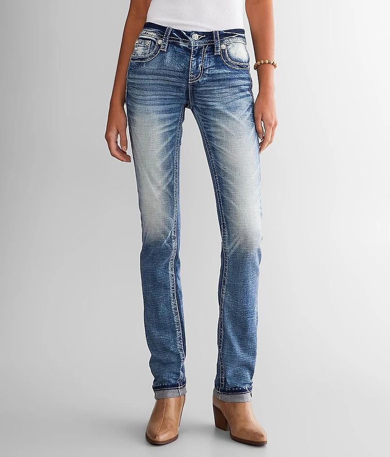 Mid-Rise Straight Stretch Cuffed Jean